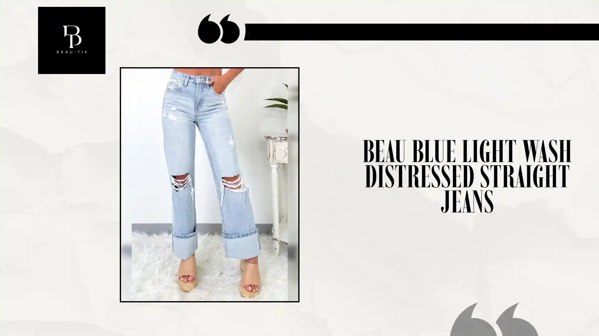Beau Blue Light Wash Distressed Straight Jeans by@Outfy